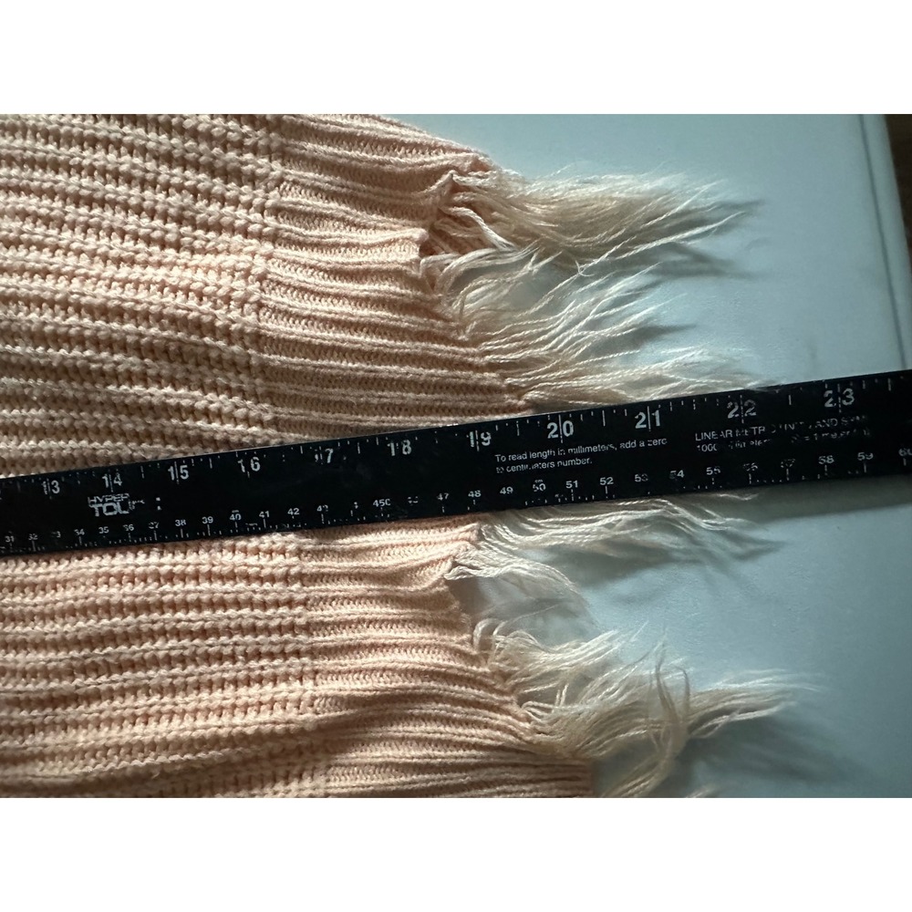 Just Polly New York Distressed Frayed V-Neck Sweater Peach Apricot Shaker Knit S - Picture 5 of 6